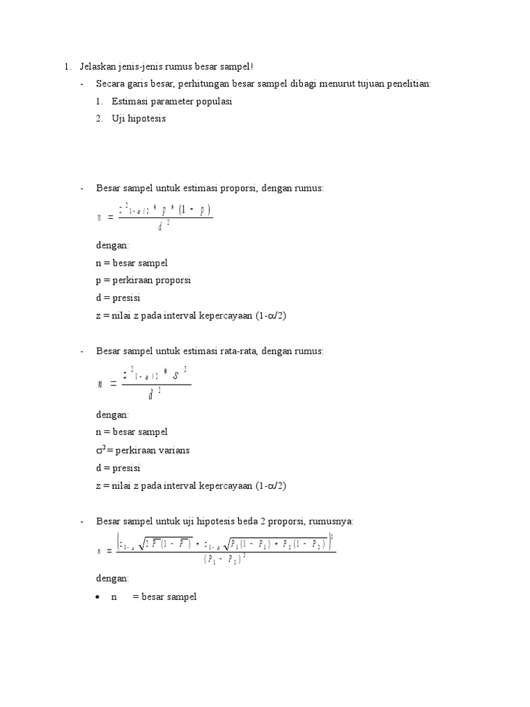 Rumus Besar Sampel untuk Proporsi | PDF