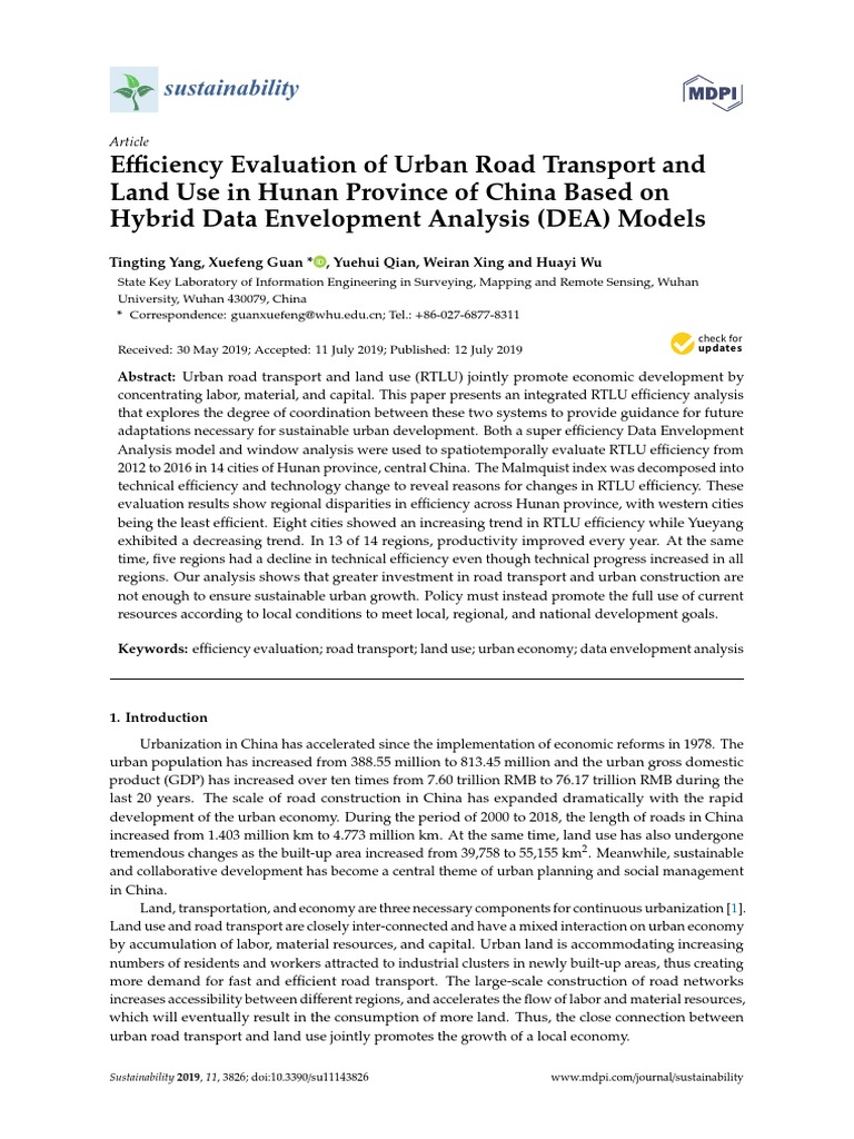Fficiency Evaluation of Urban Road Transport and | PDF | Economies ...