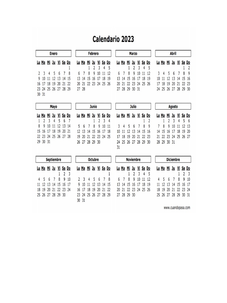 Calendario De 2023 Pdf Calendario 2023 | PDF