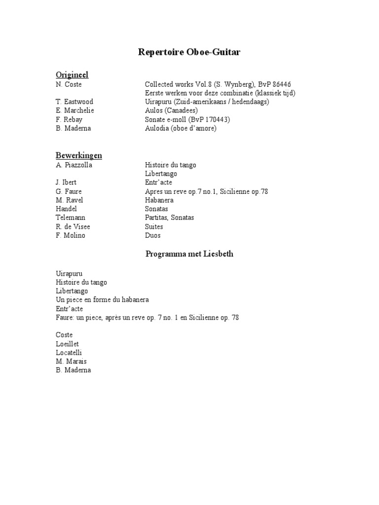 Repertoire OboeGitaar PDF