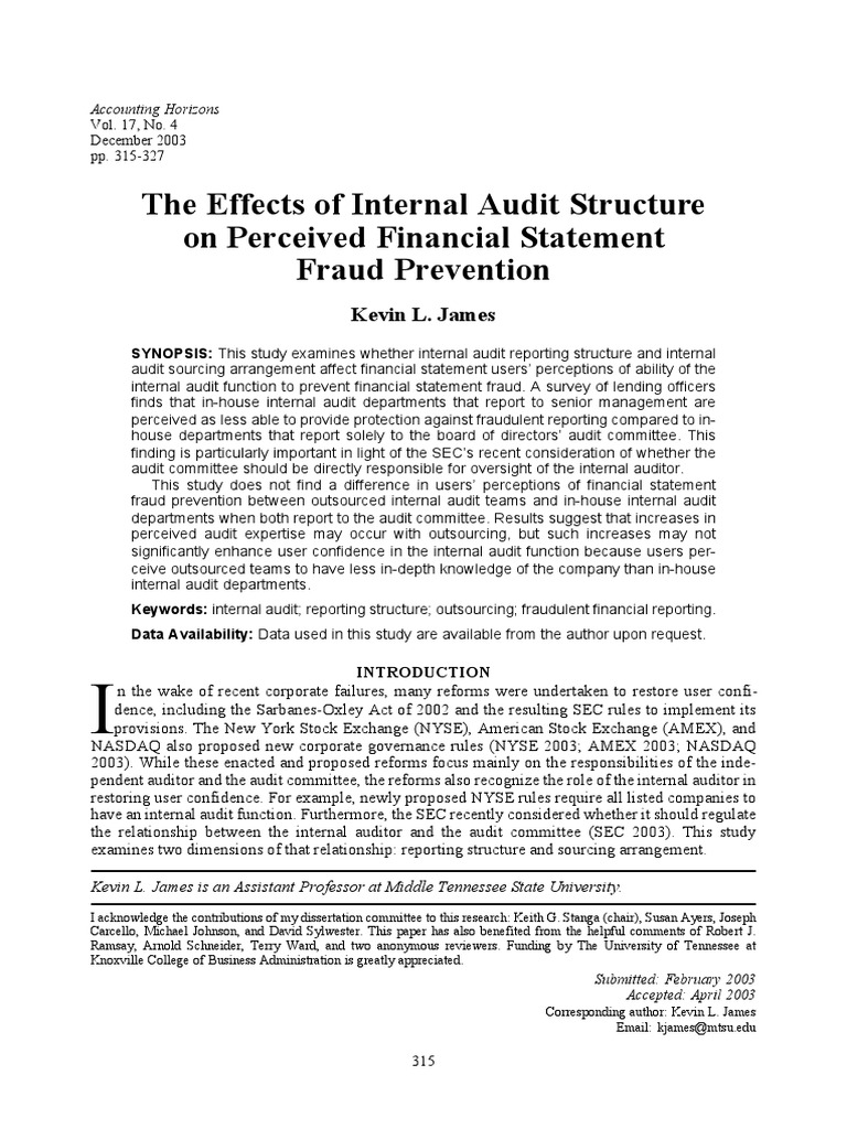 Internal Audit Structure and Fraud Prevention | PDF | Internal Audit ...