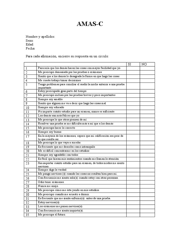 Amas C | PDF | Prueba (evaluación)