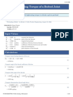 Tightening Torque of a Bolted Joint - US Customary