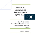 Manual de Orientações Tesouraria de Igreja 2016: JAF Assessoria e Consultoria Administrativo Financeiro No Terceiro Setor