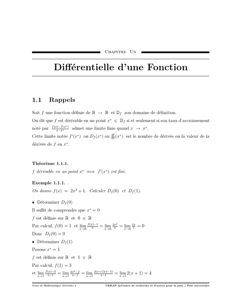 Différentielle d'une Fonction | PDF | Fonction (Mathématiques) | Équations