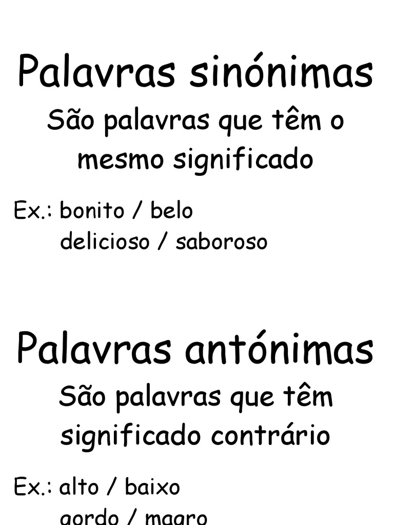 O Que São Palavras Sinônimas _ Sinônimo: O que é, significado – DQVVVQ