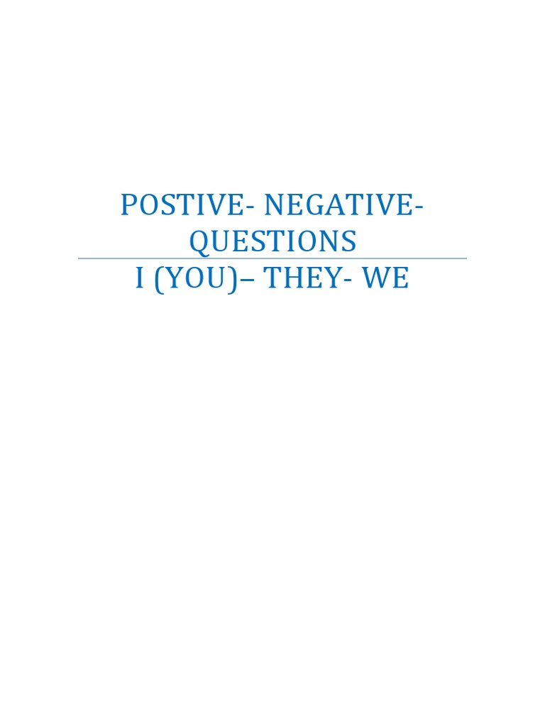 Positive and Negative Questions Guide | PDF