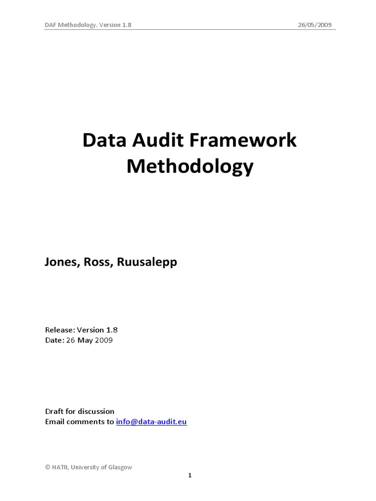 Data Audit Framework Methodology: Jones, Ross, Ruusalepp | PDF | Audit ...