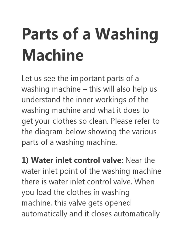 Parts of A Washing Machine II PDF Washing Machine Valve