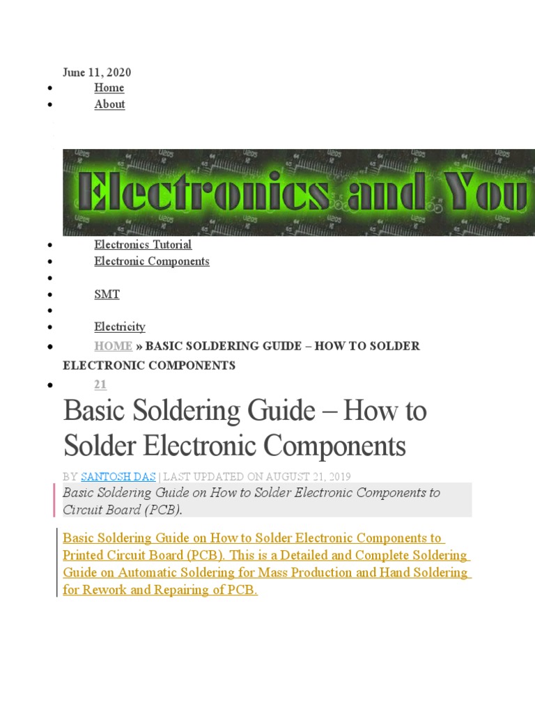 Basic Soldering Guide How To Solder Electronic Components June 11
