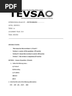 INTERSCHOOL EXAM OF - NETWORKING - Level: Senior 6 TERM: 1st Academic Year: 2014 Time: 3hours