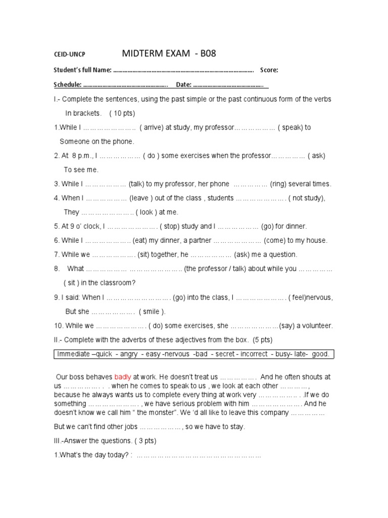 Uncp Fall 2022 Exam Schedule Ceid Uncp - Midterm Exam B08 | Pdf | Syntactic Relationships | Languages