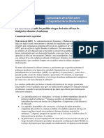 Comunicado FDA Analgesicos en El Embarazo