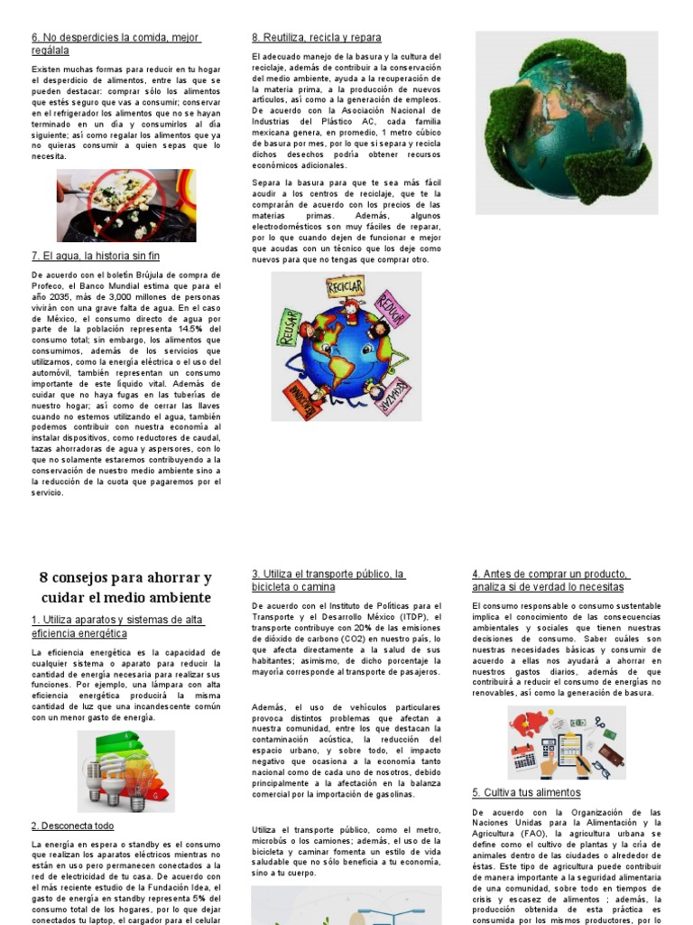8 consejos para cuidar el medio ambiente | PDF | Uso eficiente de ...