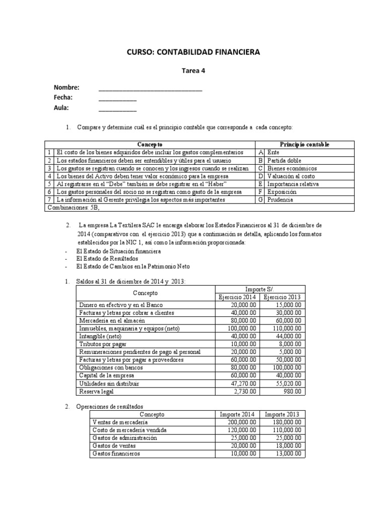 Tarea 4 | PDF | Estado de resultados | Contabilidad