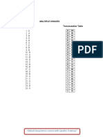 Multiple Choices Answer Sheet Transmutation Table