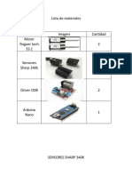 Lista de materiales para proyecto de sensores