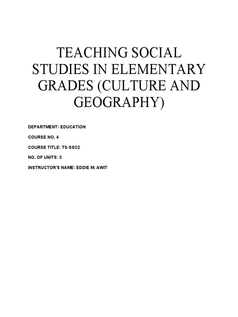 teaching social studies in elementary grades essay