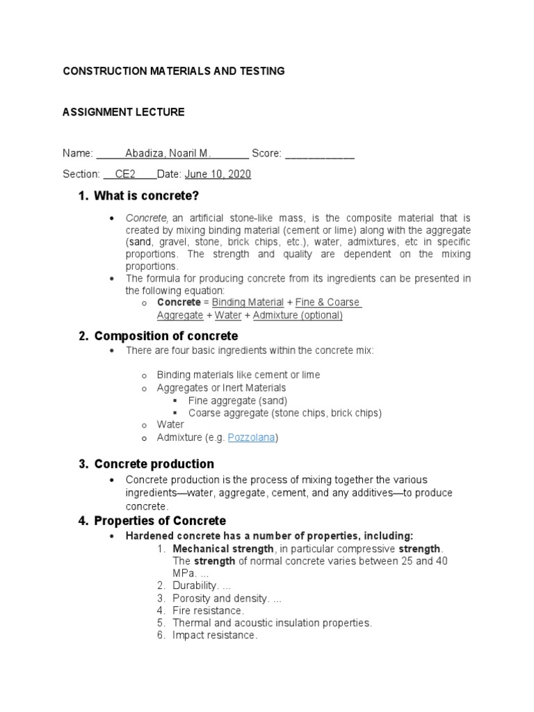 Concrete Basics for CE Students | PDF | Construction Aggregate | Concrete