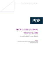 Pre-Release Material May/June 2020: O Level Computer Science 2210/22