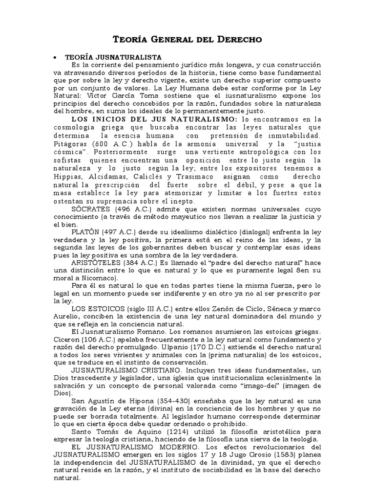 Teoría General Del Derecho | PDF | La Ley natural | Positivismo