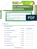 Oraciones Unimembres y Bimembres para Segundo Grado de Primaria