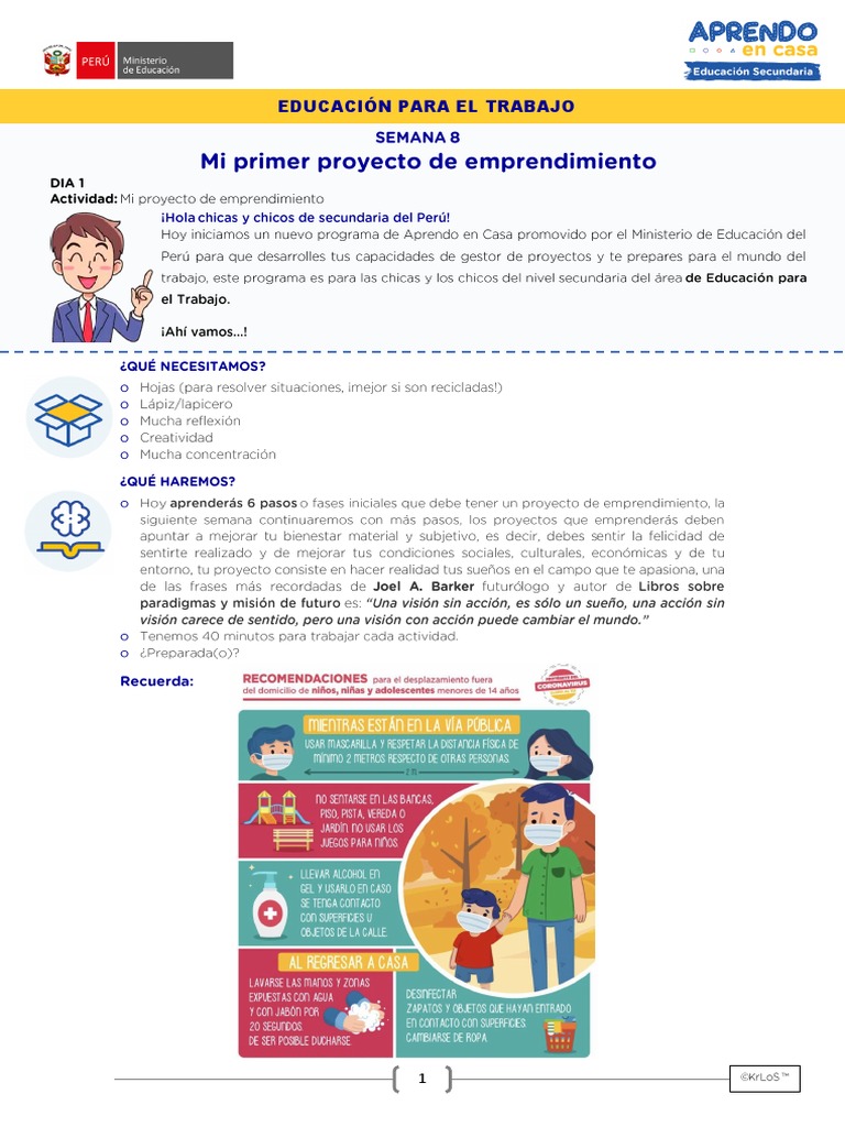 Mi primer proyecto de emprendimiento | PDF