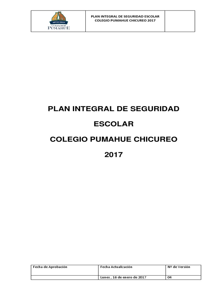 Plan Integral de Seguridad Escolar Chicureo 20171 | PDF | Comunicación ...