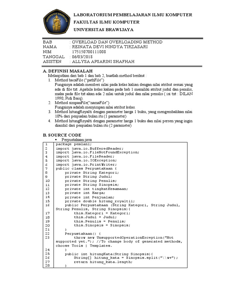Metode Overloading dalam Pemrograman Java | PDF