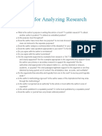 Checklist For Analyzing Research Material