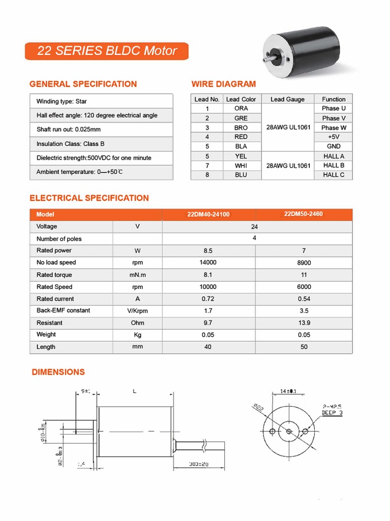 BLDC Motor Wiring and Specifications | PDF | Insulator (Electricity ...