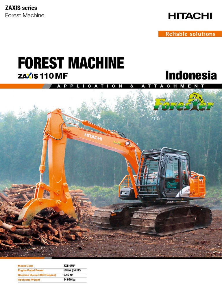 Hitachi ZX110MF Forestry Machine Specs | PDF | Pump | Horsepower
