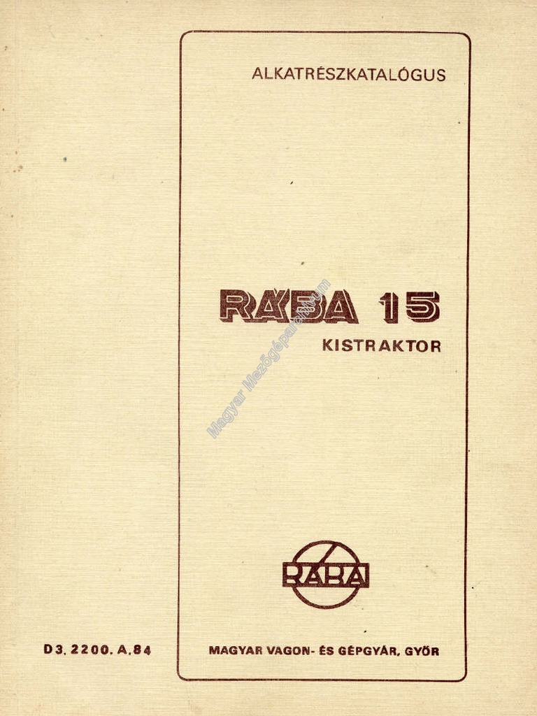 Rába 15 Alkatrész Katalógus D3.2200.a.84 | PDF
