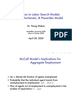 Introduction To Labor Search Models Diamond, Mortensen, & Pissarides Model