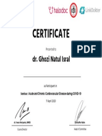 Sertifikat Webinar Halodoc Acute and Chronic Cardiovascular Disease During COVID-19 - Dr. Ghozi Natul Isral PDF