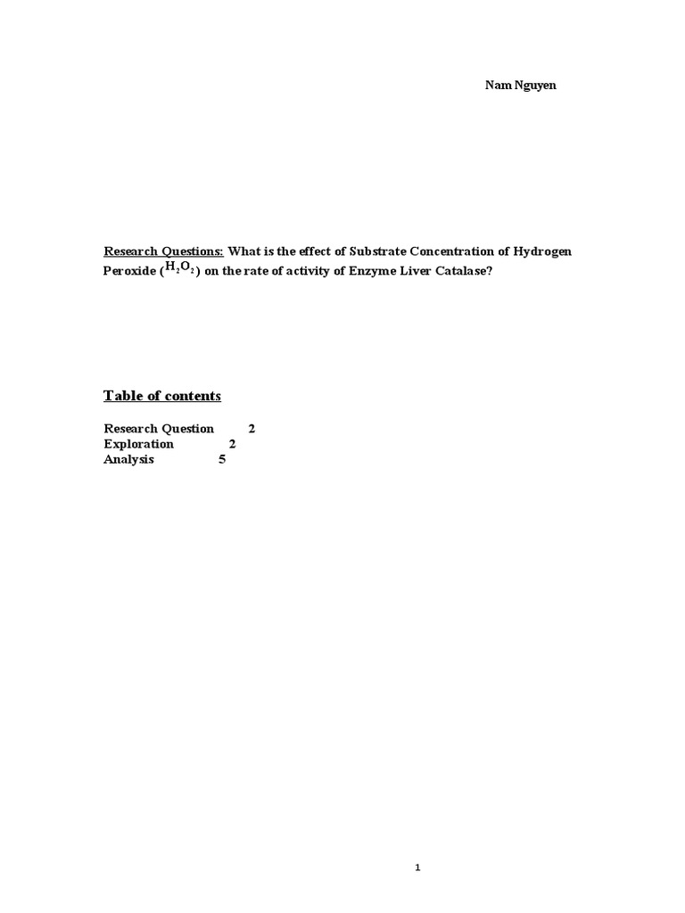 What Is The Effect of Substrate Concentration of Hydrogen Peroxide On ...