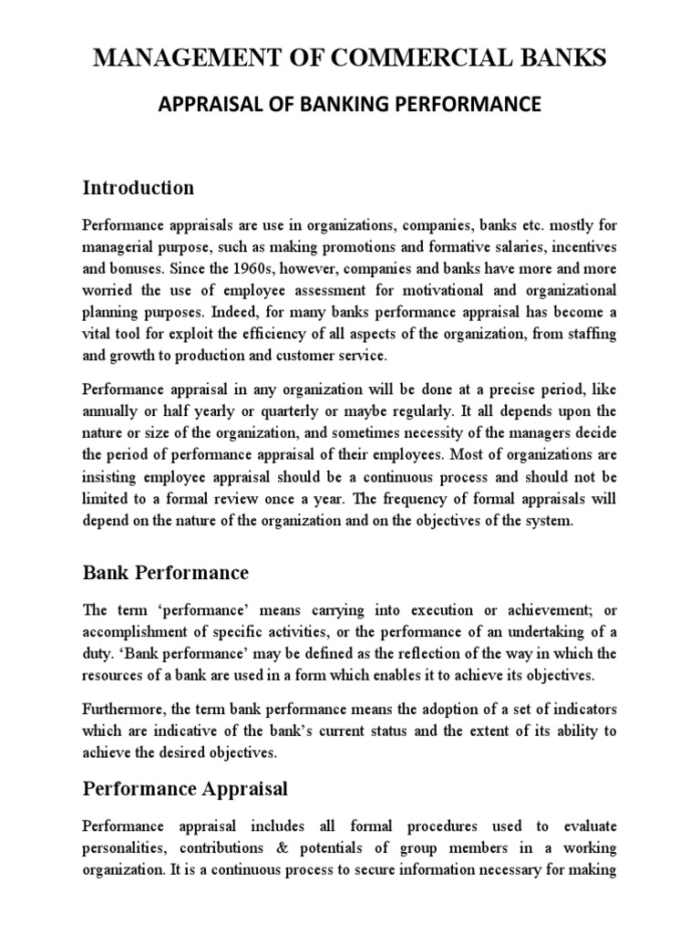 Bank Performance Appraisal Insights | PDF | Performance Appraisal ...
