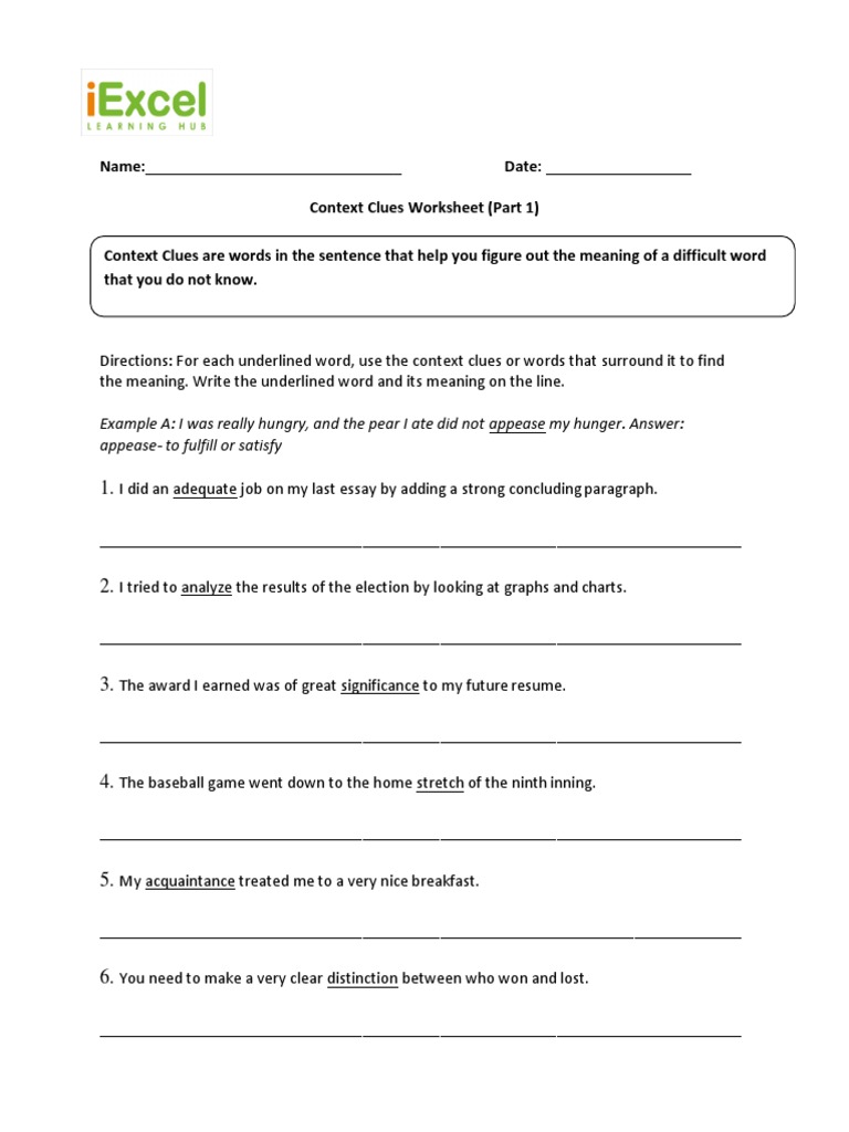 context clues worksheet pdf