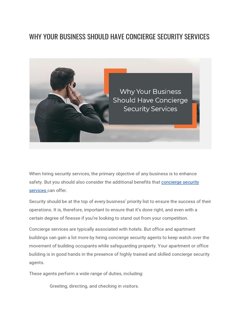 Why Your Business Should Have Concierge Security Services PDF | PDF ...