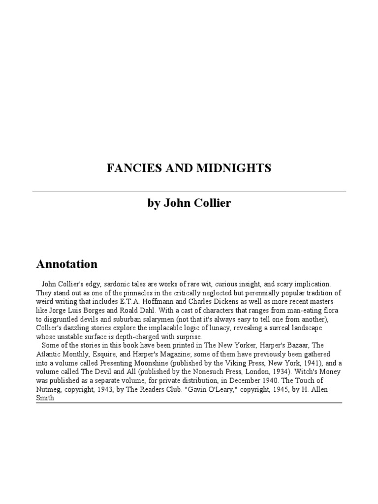 John Collier - Fancies and Midnights, PDF