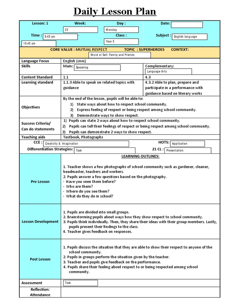Lesson Plan on Showing Respect | PDF | Lesson Plan | Teachers