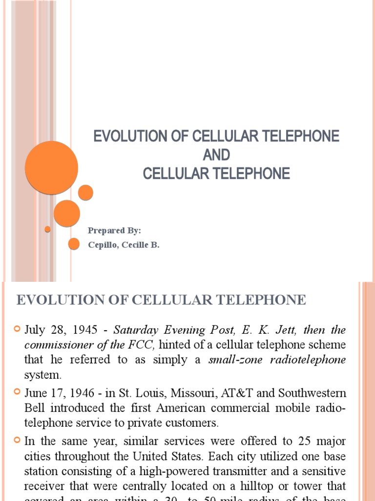 History of Cellular Telephone Evolution | PDF | Cellular Network ...