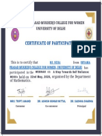 Certificate of Participation: Shyama Prasad Mukherji College For Women University of Delhi