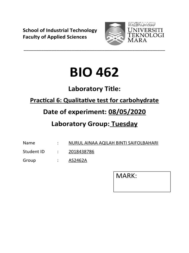 Lab Report Qualitative Tests for Carbohydrates PDF Carbohydrates