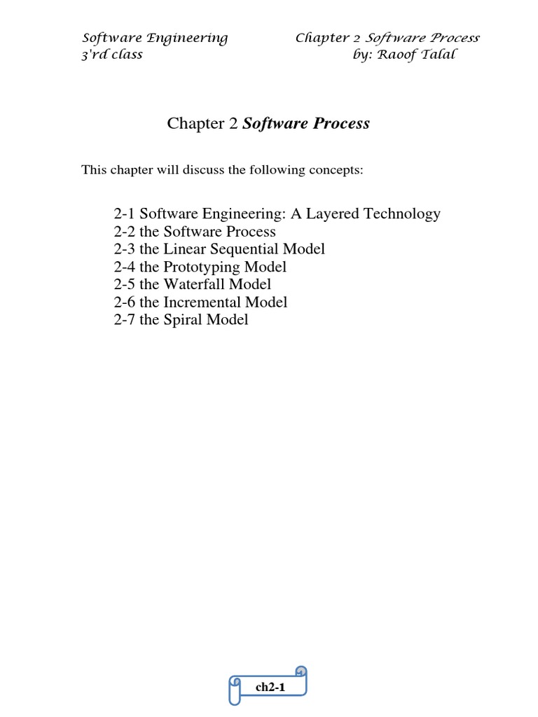 Chapter 2 Software Process: This Chapter Will Discuss The Following ...