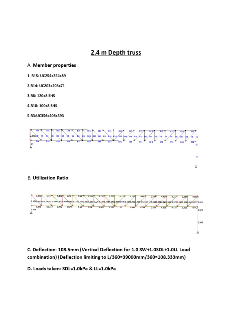 2.4 M Depth Truss: A. Member Properties | PDF