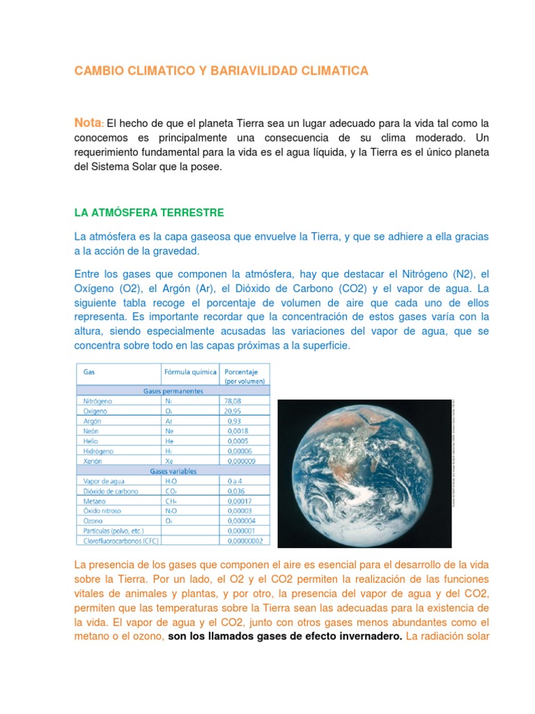 Cambio Climático y Efecto Invernadero | PDF | Gases de efecto ...