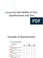 Reliability and Validity of Your Questionnaire and Test