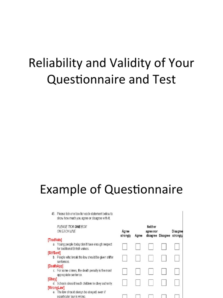 Ensuring Questionnaire Reliability & Validity | PDF | Validity ...