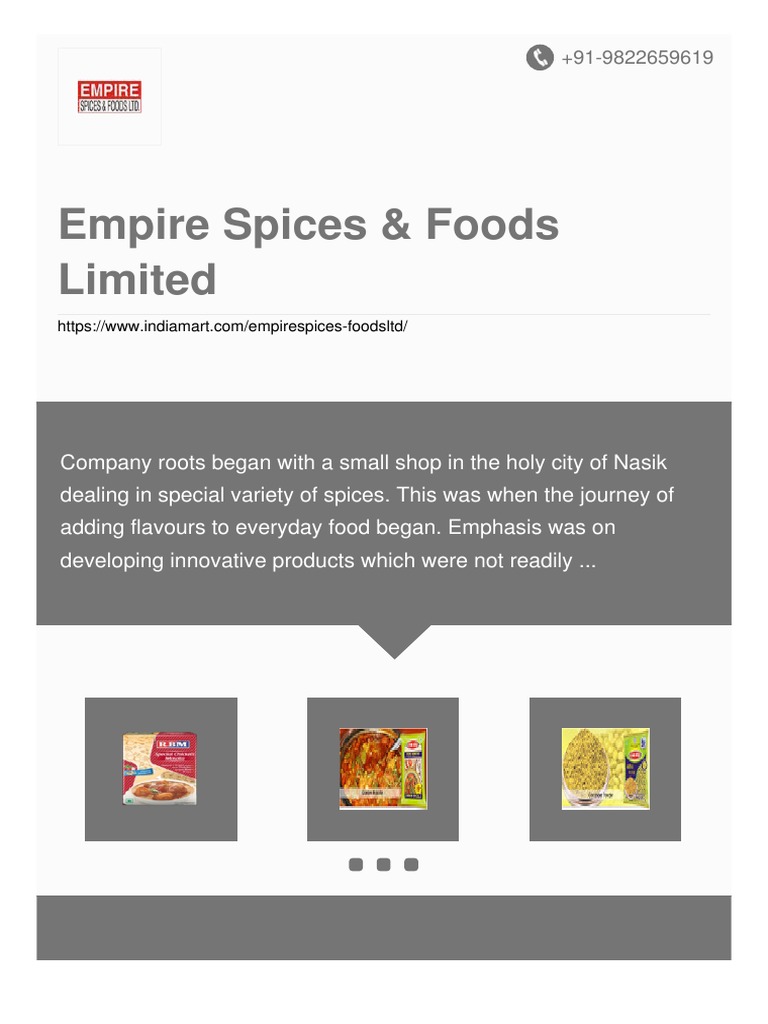 Empire Spices Foods Limited PDF Foods Asian Cuisine